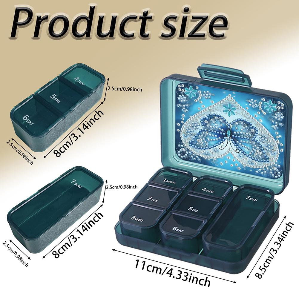 Diamond Art Pill Box Mini Travel Portable Storage Box Rectangular Medicine Box Diamond Painting DIY Blingbling Pill Case Pastill