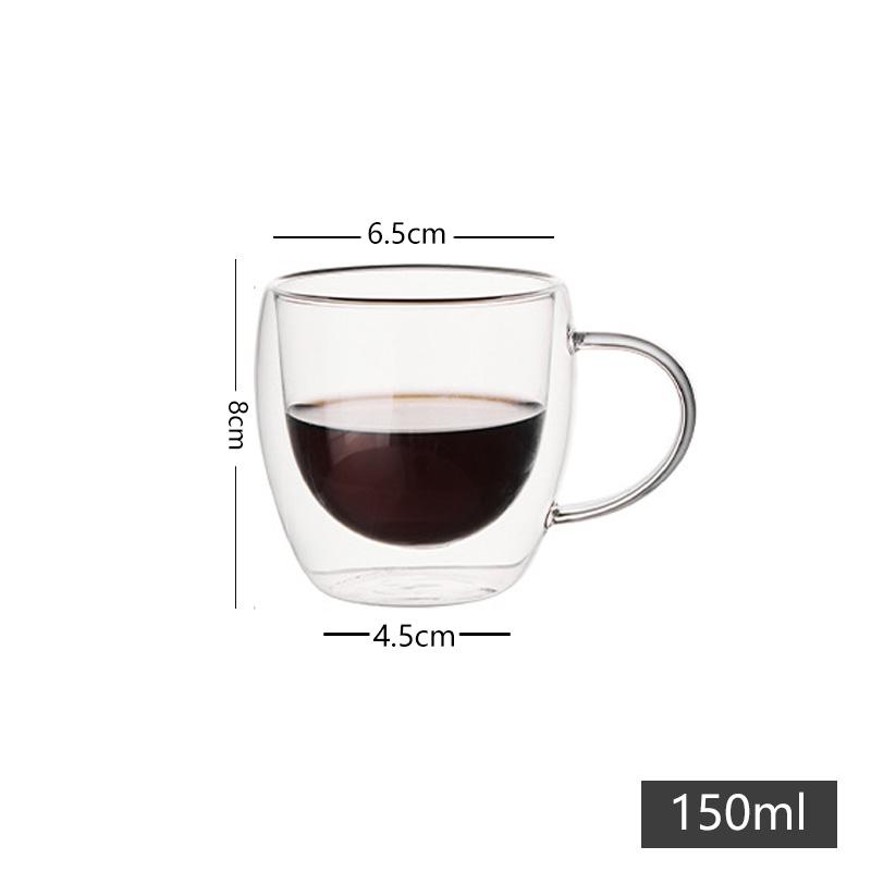 1Pcs 80-450ML Double Coffee Glasses Double Insulated Glass Cups For Hot & Cold Coffee Milk Transparent Mug With Handle Glasses