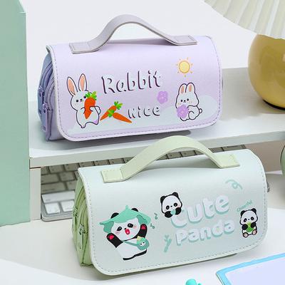 New Cute Clamshell Pencil Case with High Aesthetic Appeal Multi-layer Large-capacity Stain-resistant Student Universal Pencil Case