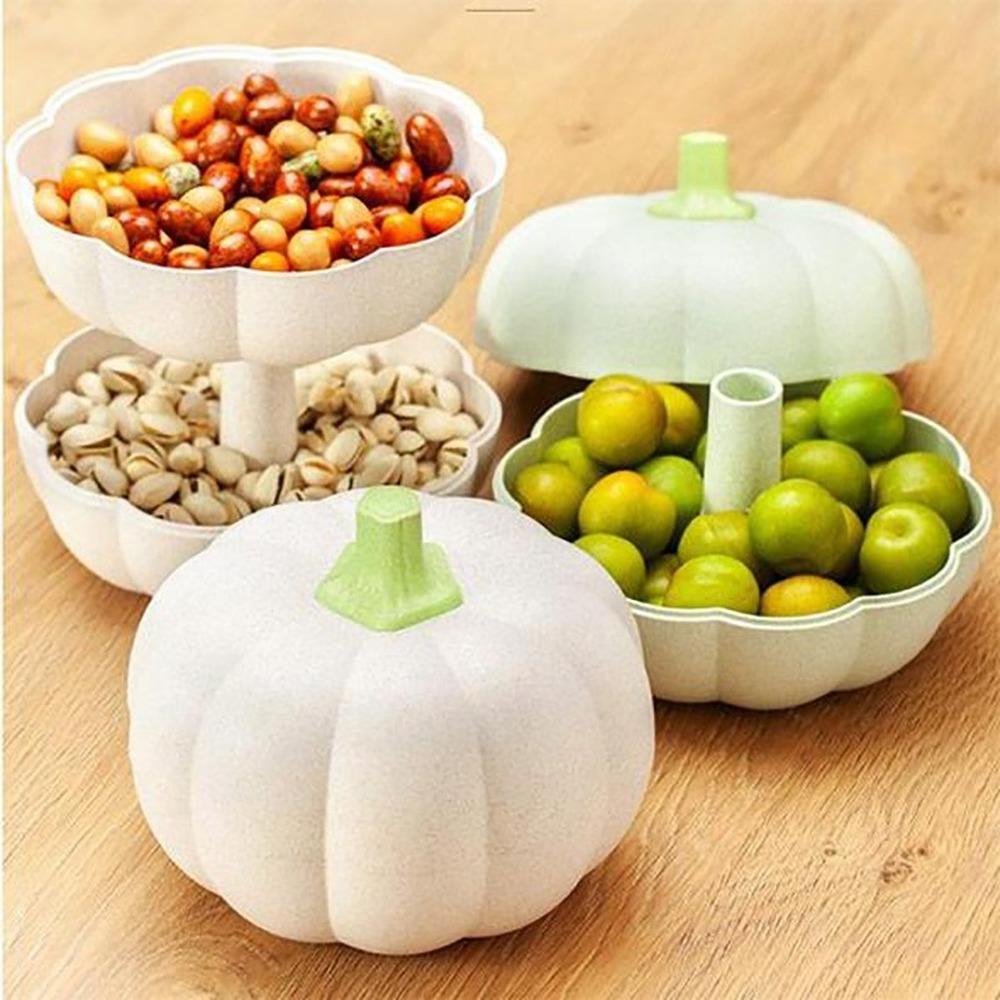 Living Room Double Layer Household Pumpkin Dried Fruit Plate Fruit Snack Cute Creative Fruit Box Food Storage Containers