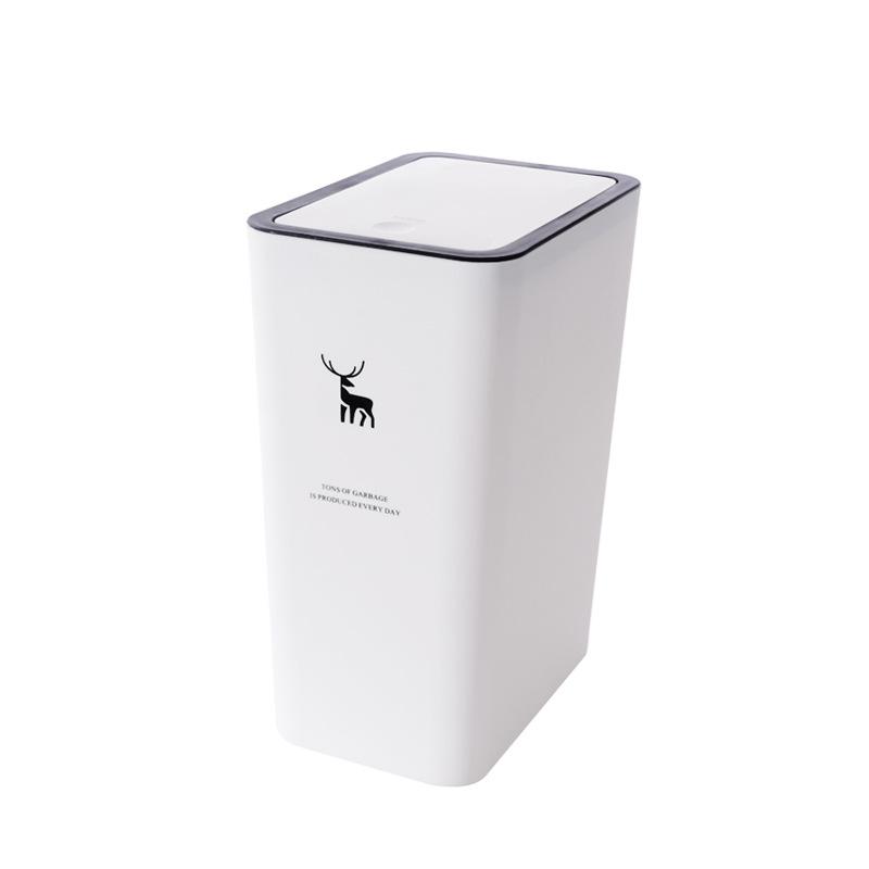 Luxurious Press-Lid Large Capacity Plastic Trash Can for Home, Kitchen, Bathroom, and Living Room