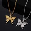 Iced Out Butterfly Pendant Necklace For Men/Women Gold Plated Stainless Steel Hip Hop JewelryButterfly Pendant