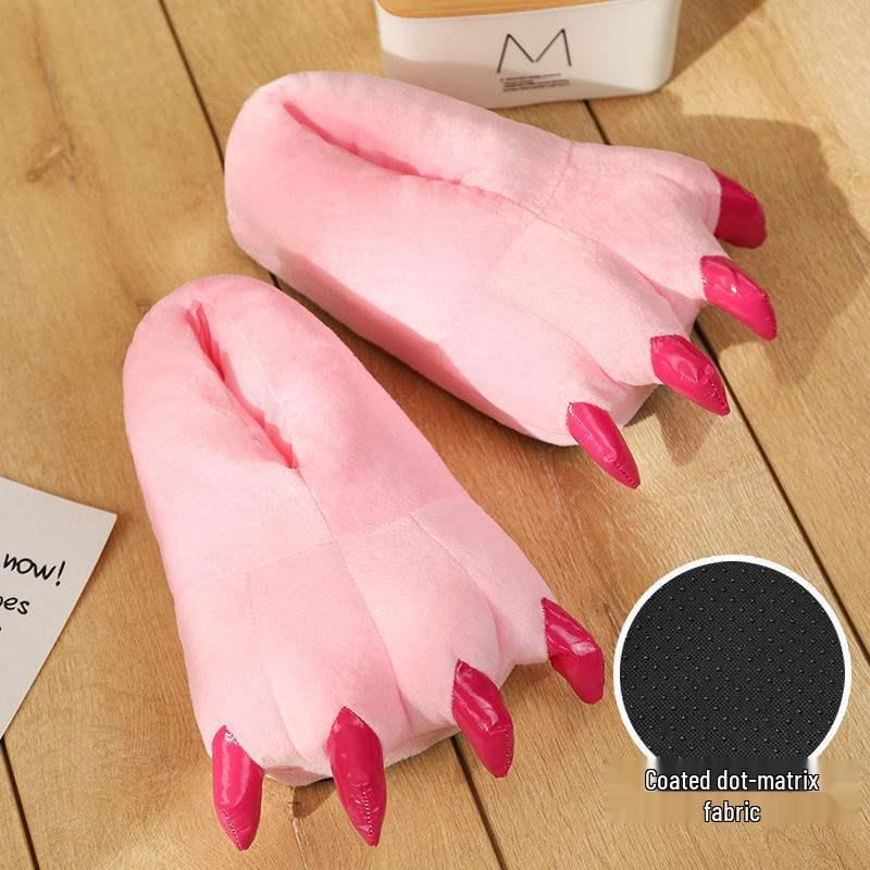 Dinosaur Claw Plush Slippers - Cozy Indoor Cotton for Couples