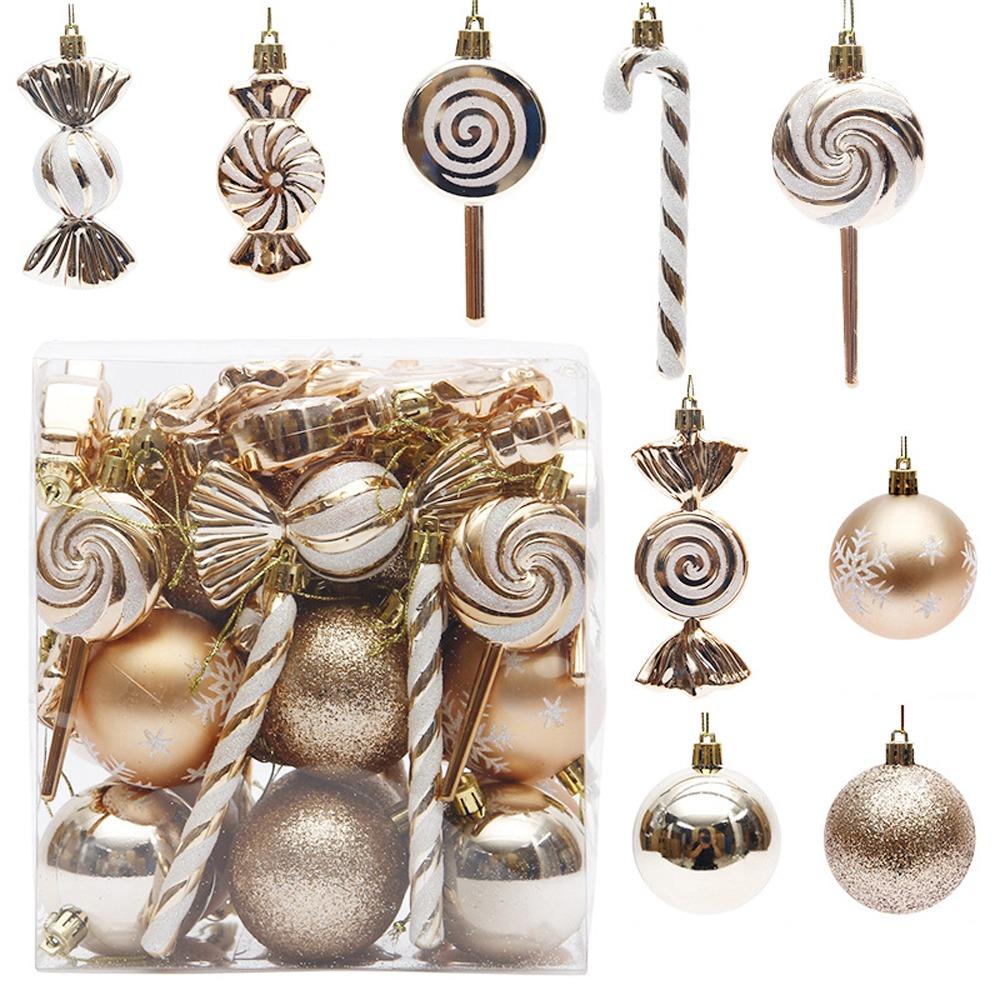 36PCS Electroplated Candy Cane Ornaments Shatterproof Lollipop Hanging Balls  Party Favors