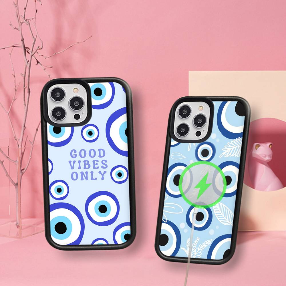 Lucky Eye Blue Evil Eye Phone Case For iPhone 16 15 14 13 12 11 17 Pro Max Plus Magnetic Wireless Cover