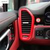 Tête de Levier de Vitesse Rouge / Leve-vitre / Porte-gobelet / Bande de Couverture d'Écran de Tableau de Bord Accessoires de Garniture Pour Porsche Cayenne 2018 -
