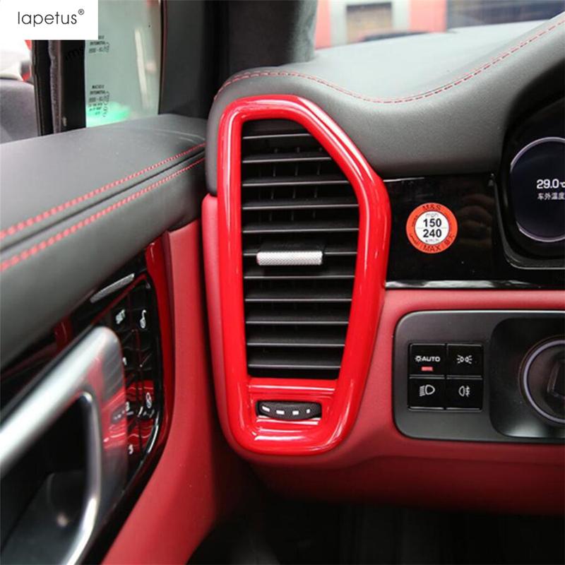 Tête de Levier de Vitesse Rouge / Leve-vitre / Porte-gobelet / Bande de Couverture d'Écran de Tableau de Bord Accessoires de Garniture Pour Porsche Cayenne 2018 -