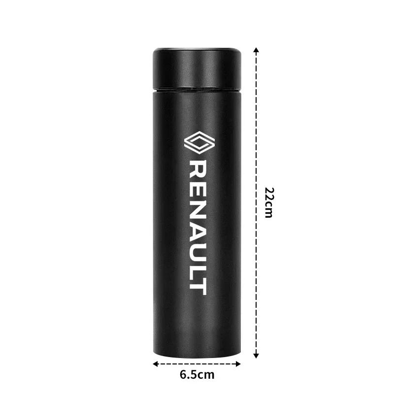 2026 Hot For Renault Hub Caps 500ml Portable Car Smart Thermos Bottle Temperature Display Cup For Renault RS Clio Megane 2 3 4 C
