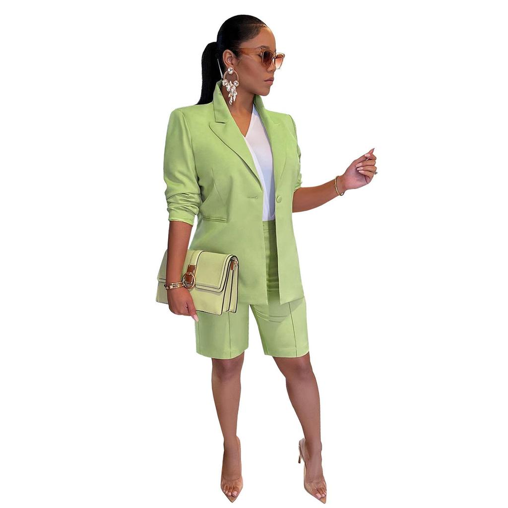 European & American Women's Spring/Summer Casual Suit: Jacket & Shorts Two-Piece Set