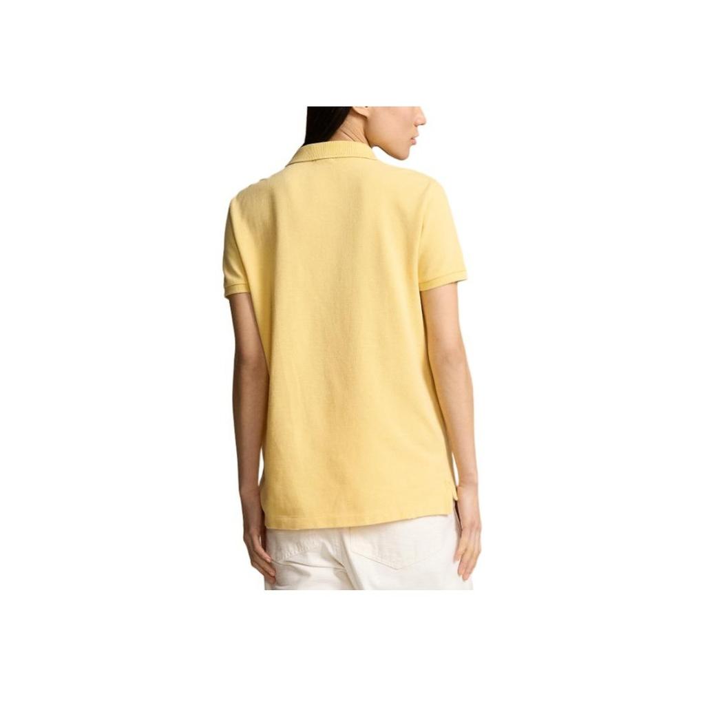 Polo Ralph Lauren SS24 Solid Color Small Pony Embroidered Straight Casual Short Sleeve Polo Shirt Women tops Yellow WMPOKNINB920164-700