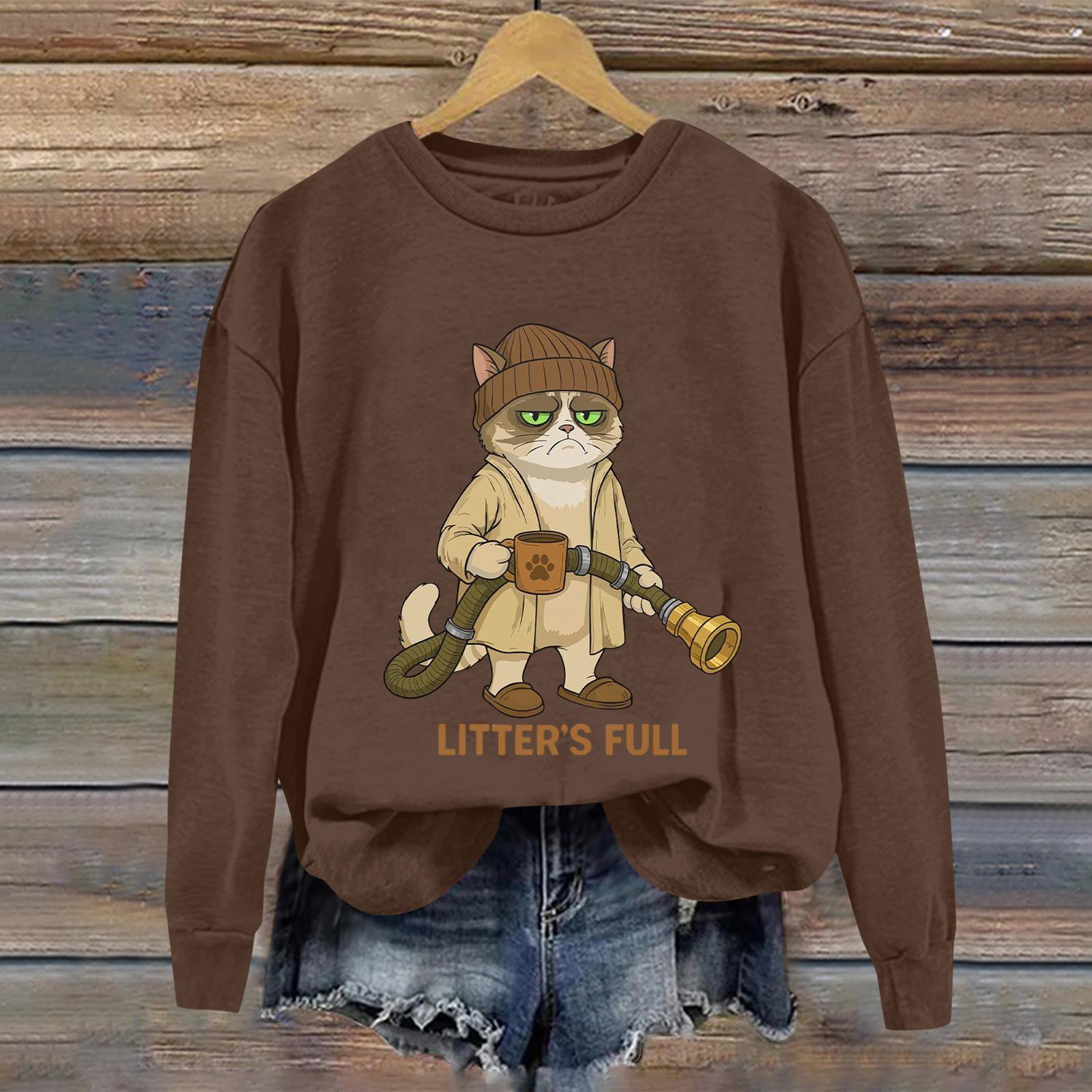 

Women s Fashionable And Fun Printed Round Neck Long Sleeved Casual Pullover Sweatshirts Top M коричневий