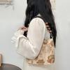 Summer Brown Retro Jacquard Underarm Bag Ins New Chinese Style Wood Bead Woven Chain One-shoulder Bucket Bag for Women
