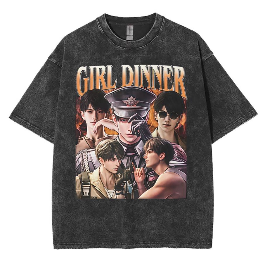 Funny Girl Dinner Caleb Graphic Tee Shirt Love and Deepspace Novelty Cotton T Shirts Fashion High Quality Vintage Washed Women T-Shirt