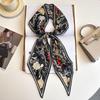 Silk Scarf: Long, Narrow, High-End Print for Spring and Summer - Versatile as Shirt Ribbon, Belt, or Hair Tie.