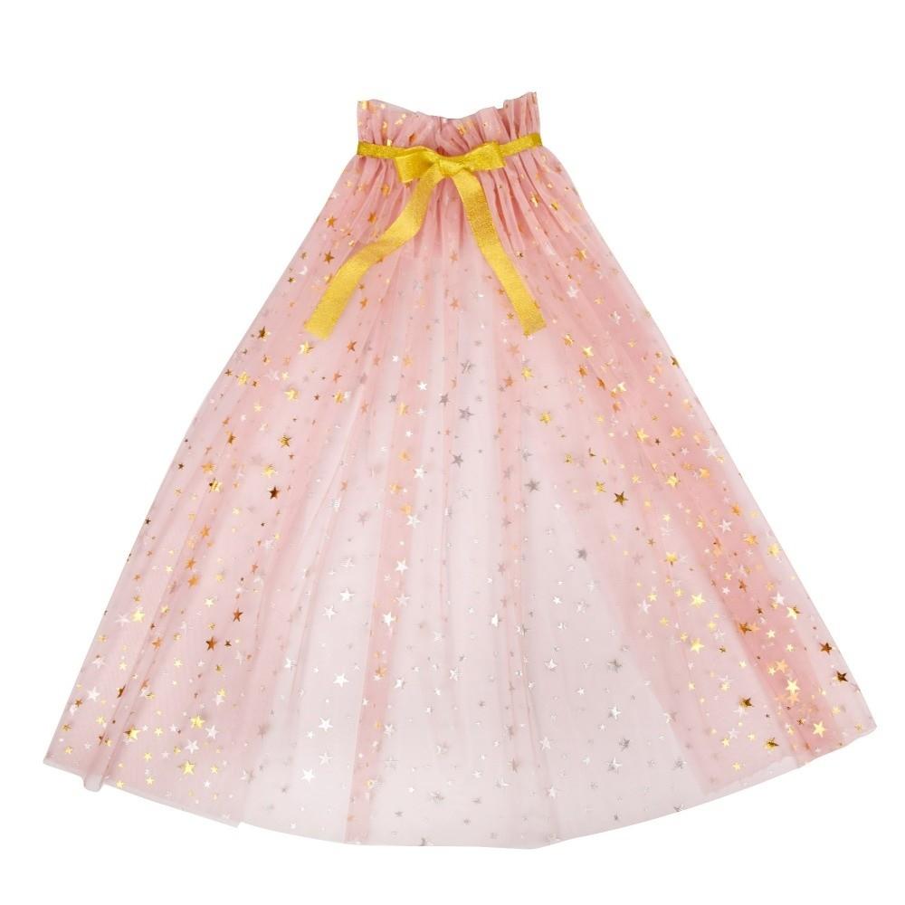 Mesh Children Costume Cloak Cute Elegant Dress Cape New Girl Tulle Cloak Carnival Party розовый