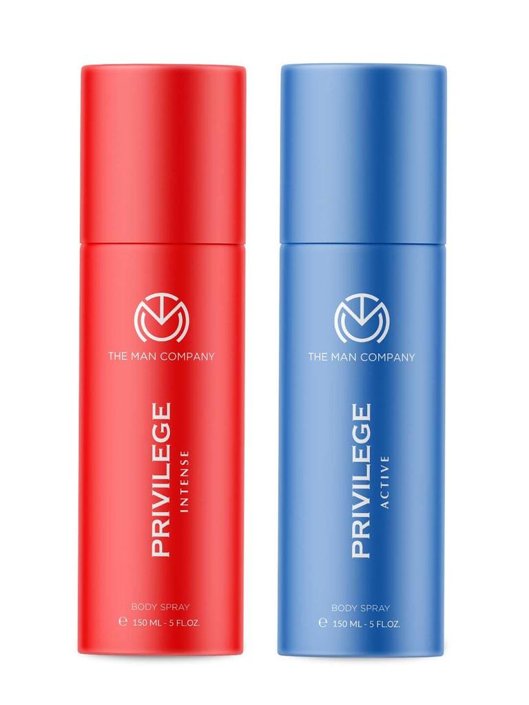 The Man Company Privilege Deodorants for Men - Active and Intense, Long Lasting Premium Fragrance, Pack of 2 (150ml)