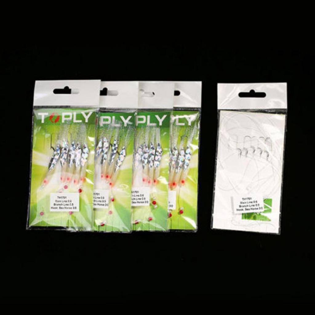 5pcs Feathers Mackerel Cod Bass Lure Sea Fishing Rigs Tackle Helpful Tool