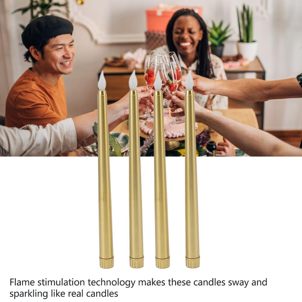 4 Pcs Warm Light Taper Candles Flameless LED Candle Sticks LED Taper Candles Halloween Decor