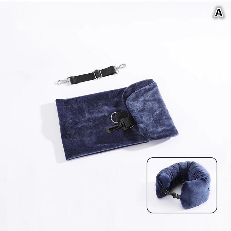 Travel Neck Pillow With Fillable Clothing Storage Bag U-Shaped Pillowcase Crystal Fleece Neck Pillow Cover For Airplane Travel·