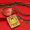 Vergoldete Buddhistische Thangka Anhänger Halskette: Halbhandbemalte Ksitigarbha, Maitreya, Shakyamuni Buddha Statue