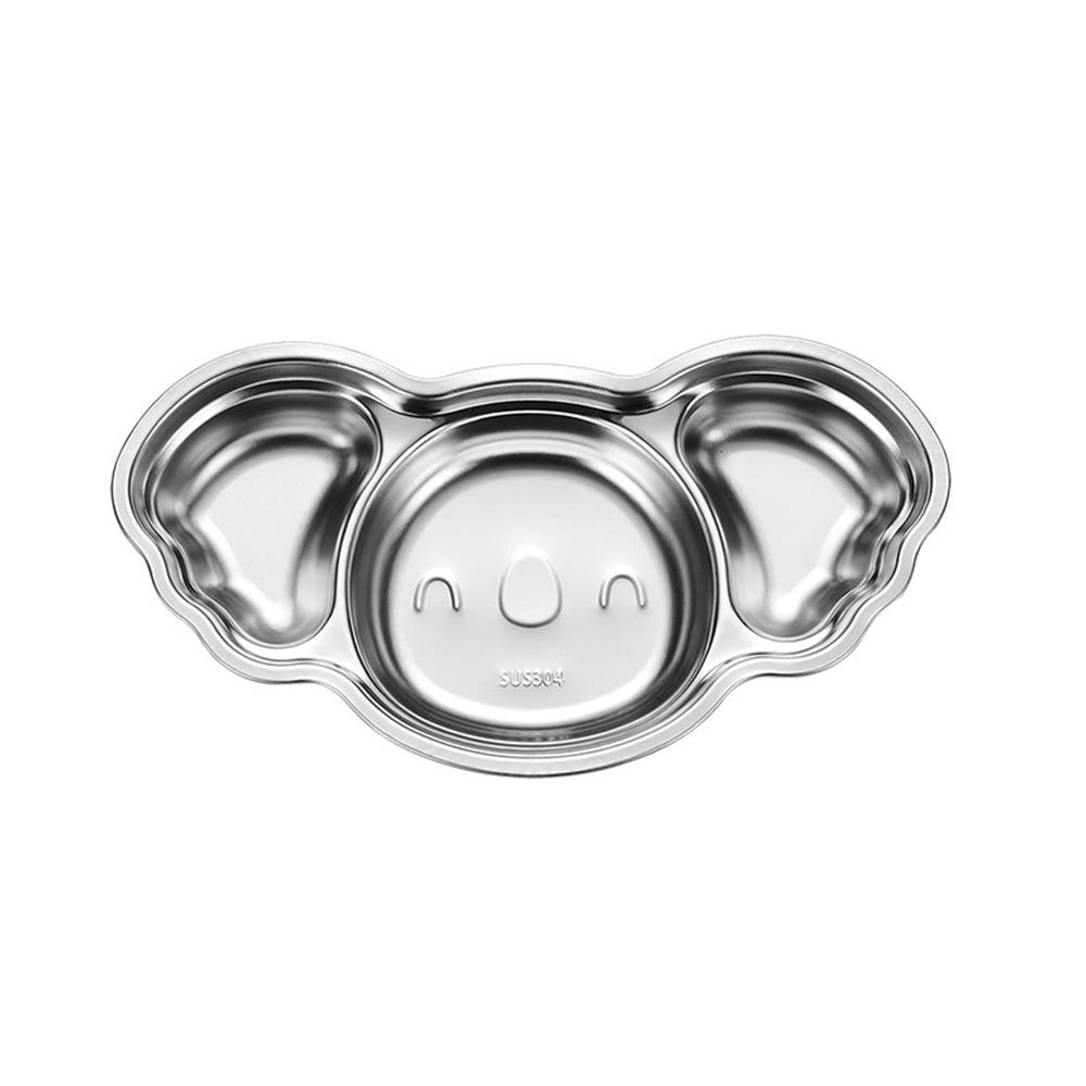 Silver Divided Dinning Plate 304 Stainless Steel Food Container Kid Feeding Service Plate Cartoon Animal Shape Food Tray