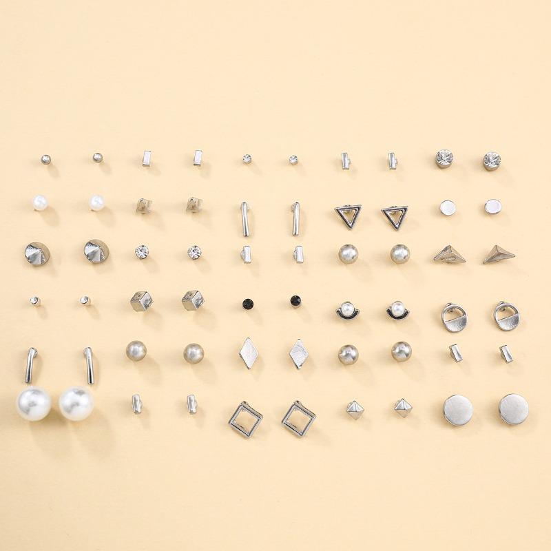 Earrings Set Geometric Earbone Studs Earrings Alloy Earrings Women's Small Stud Earrings Trinkets Stall Earrings