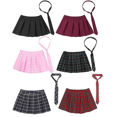 Womens geplooide minirok met stropdas cosplay rokken club kostuum