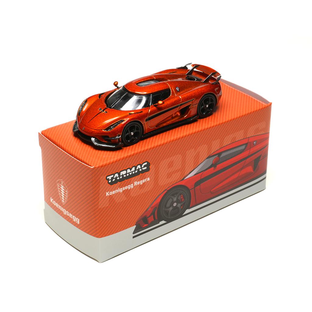 TW In Stock 1:64 Koenigsegg Regera Orange Metallic Black Stripes Diecast Car Model Collection Toys Tarmac Works