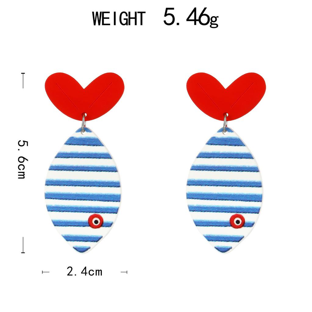 Fully Managed Acrylic Stud Earrings, Fresh Flower Fish Earrings, Contrasting Color Earrings.