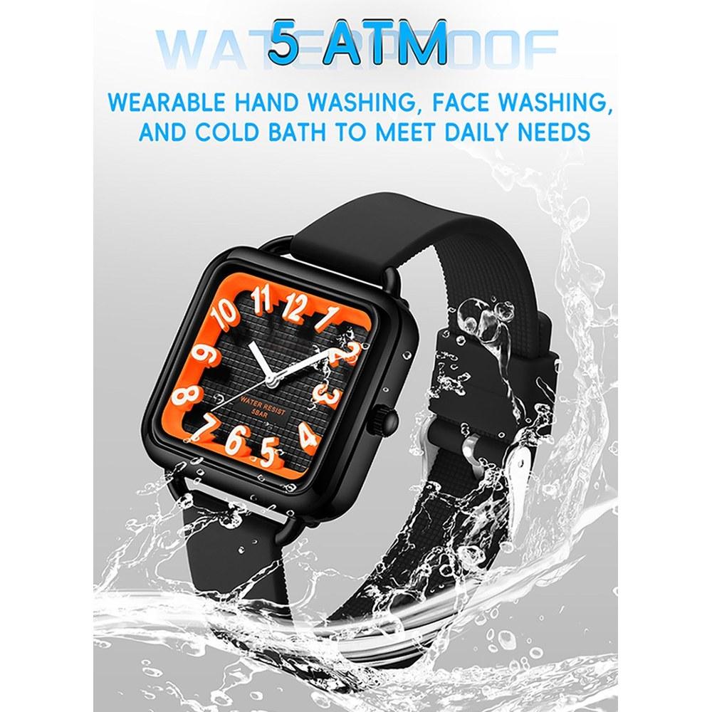 Findtime Unisex Square Face Watch Large Screen Waterproof Night Glow Lightweight 5ATM Casual Stylish Silicone Band Gift