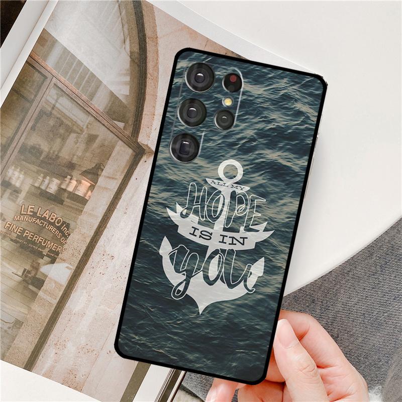 Stripes Anchor Boat Ship Phone Case For Samsung Galaxy S24 Ultra S9 S10 S20 S21 S22 S23 Plus S24 FE S25 Ultra Cover