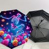 1 Stück Neon Skelett Tanz Blumen Schmetterlinge Regenschirm mit Kunststoffgriff, Geeignet für Alle Jahreszeiten Zuhause Reise Outdoor RegenschirmDD1763