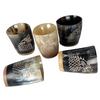 Viking Style Drinking Horns Handmade Glassware with Wooden Base Set of 5