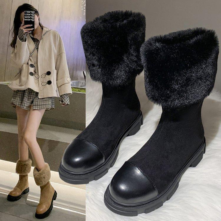 Snow Boots Women's Short Boots Children Winter Plus Velvet Cotton Shoes Ankle Boots Winter Thick Bottom Tube
