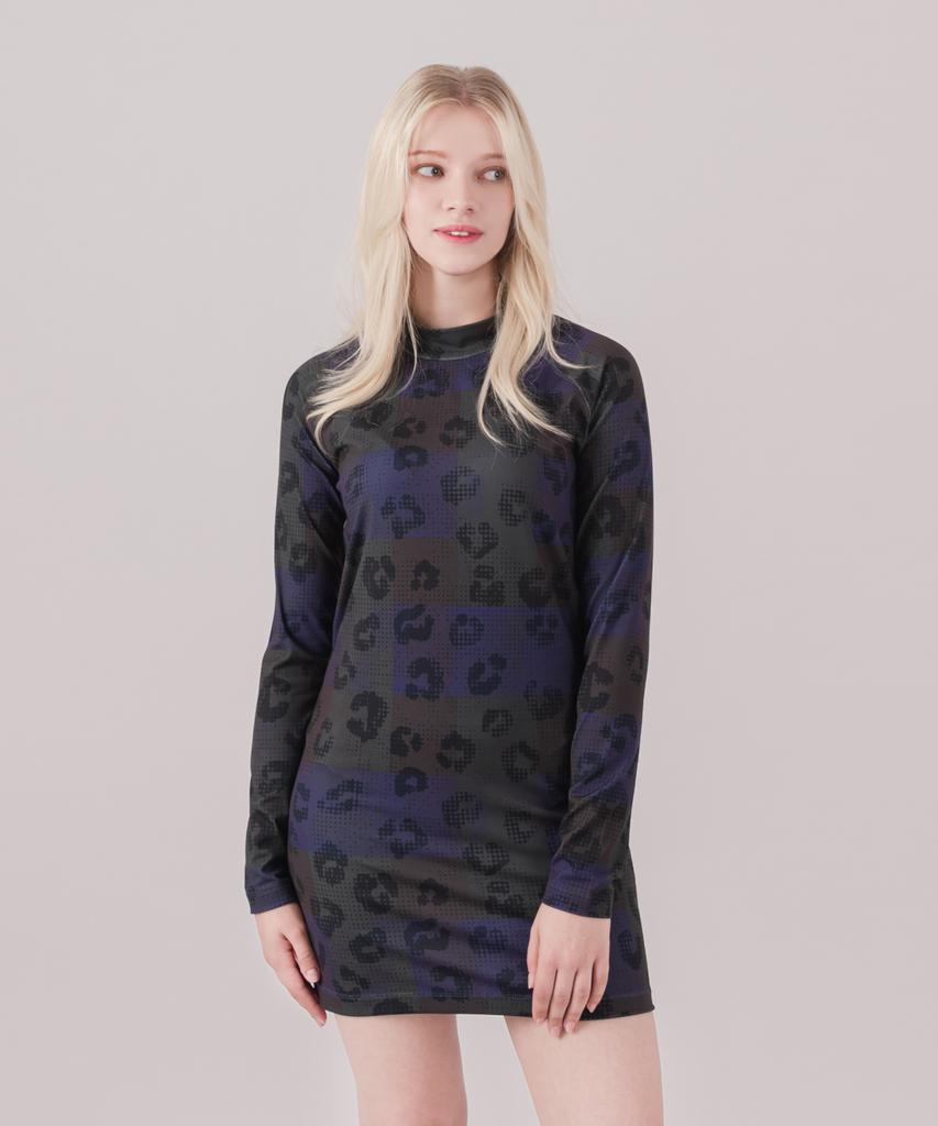 SSQR Raglan Stretch Print Mini Dress Dg_01