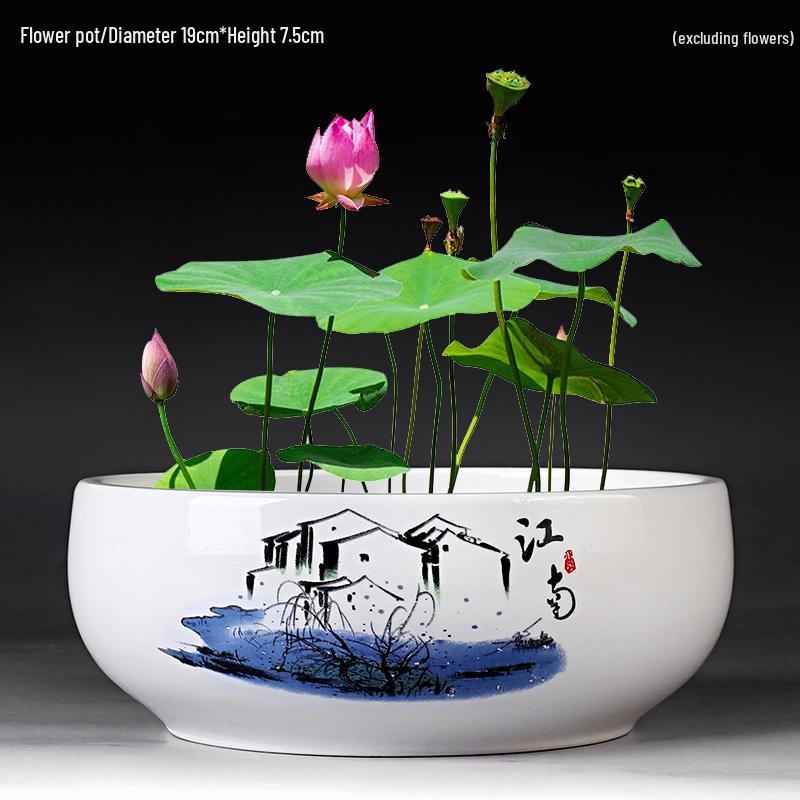 Großer Keramik-Lotus Seerose Hydroponischer Blumentopf ohne Abfluss