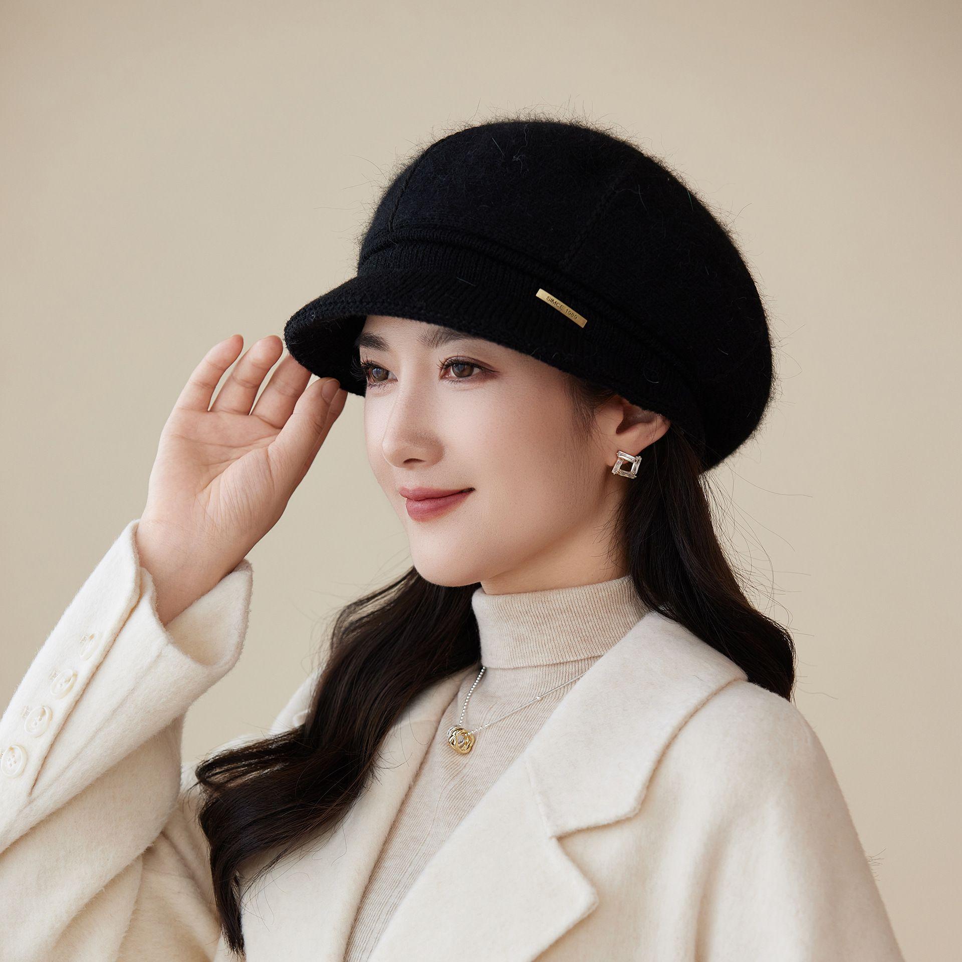 

Шляпа Женский Вязаный Берет с Утиным Козырьком Новый Осенне-Зимний Теплый Головной Убор для Женщин Среднего и Пожилого Возраста One size