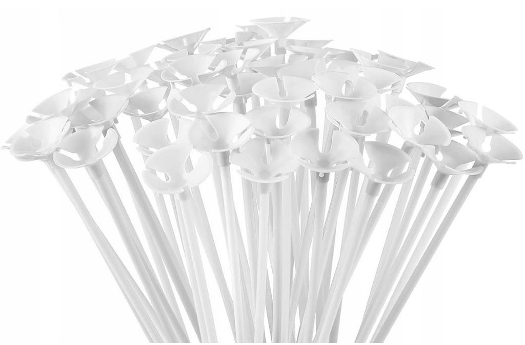 Paper Balloon Sticks White 100 Pcs