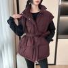 Damen ärmellose gesteppte Weste mit Stehkragen, lockerer Schnitt, Gilet mit Taillenband für Winter-Freizeitkleidung