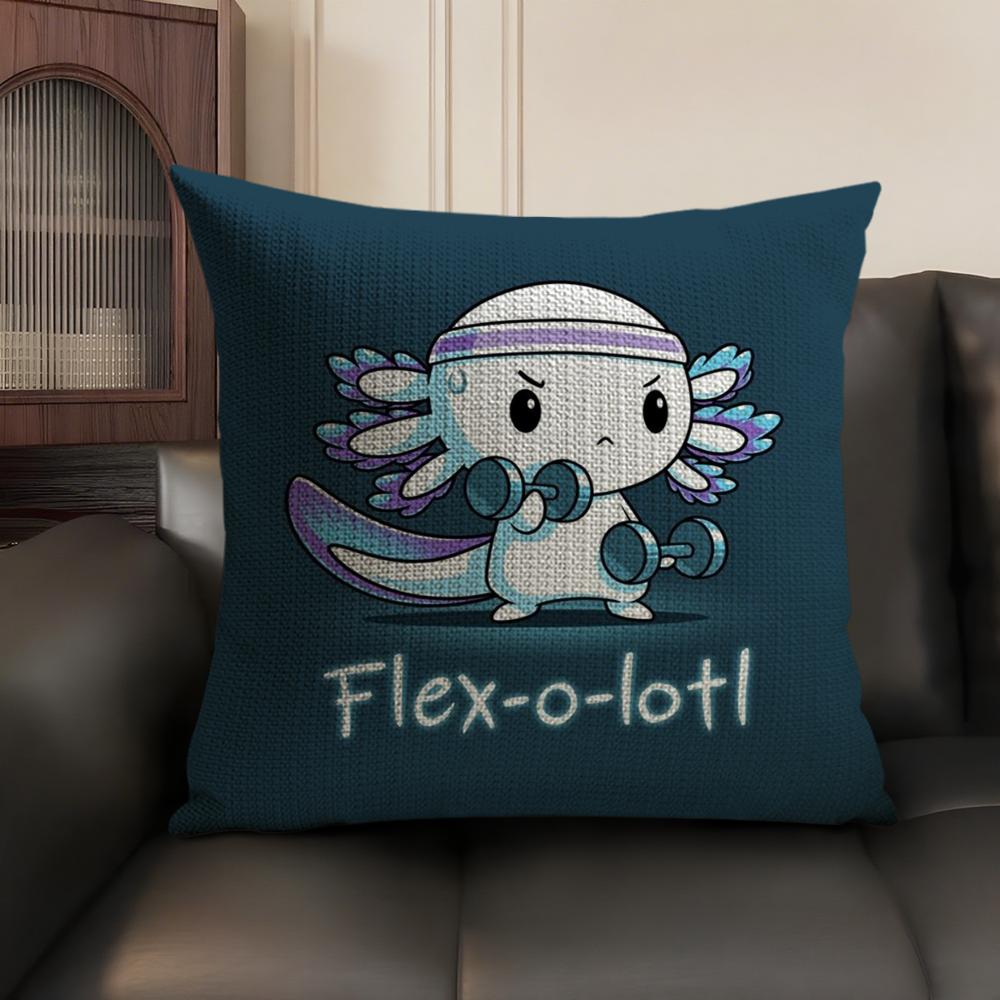 Cute Axolotl Pillow Case Natural Linen Organic Fabric Double-Sided Printing Sofa Home Decor Gift Cushion Cover