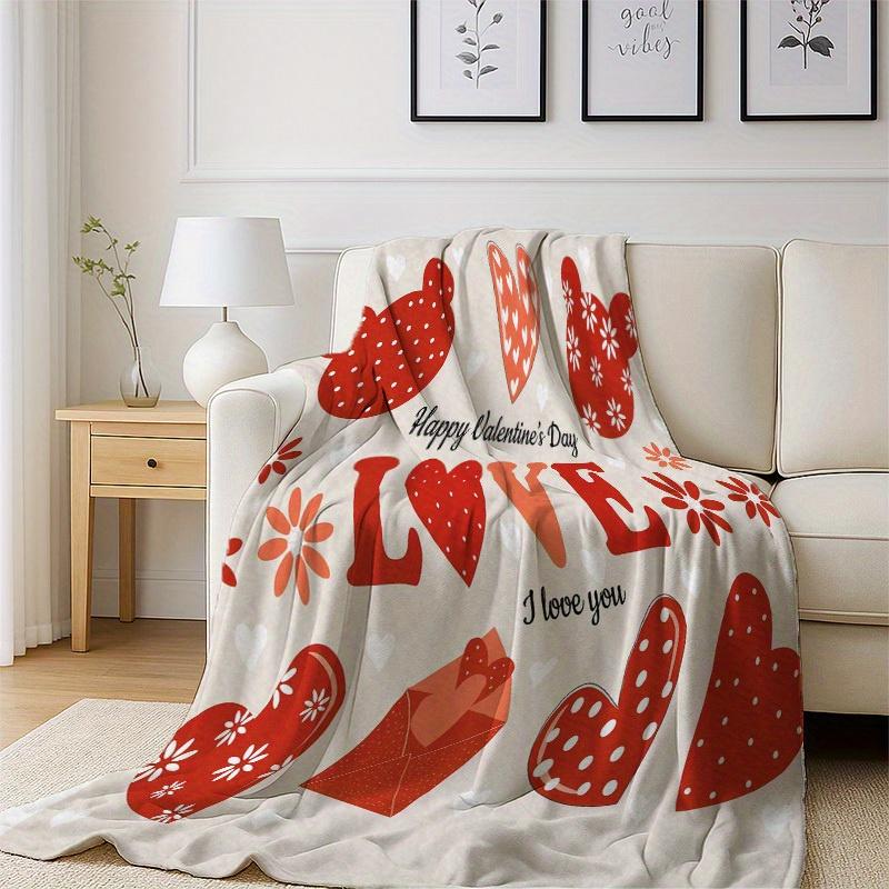 Valentine's Day heart pattern Flannel printed blanket suitable for all seasons suitable for living room office sofa and travel