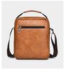 Mens Vintage Fashion Sling Bag Large Capacity Solid Pu Leather Message Bag One Shoulder Bag with Handle
