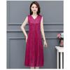 Fashionable V-Neck Sleeveless Dress Elegant Long Vest Dress Breathable Jacquard Fabric Stretchy Summer Dress