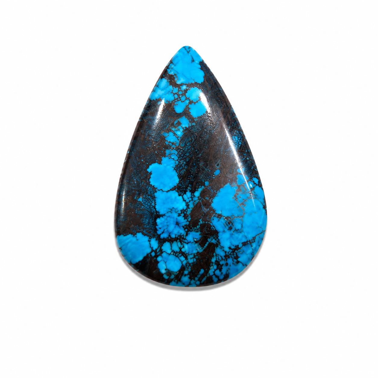 Blue Turquoise Pear Cabochon Stone | Natural Turquoise Gemstone for Jewelry Making 29x47mm синий