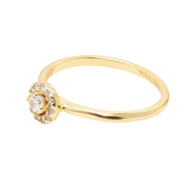 Pans PAVÉ Mikro-Set Halo Goldring - Klassisches Rundes Design, Perfektes Weihnachtsgeschenk für Frauen