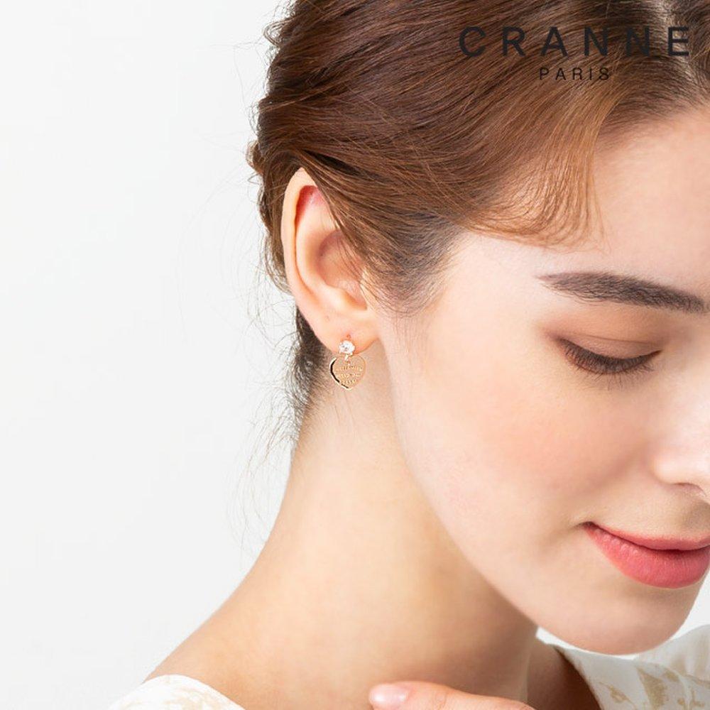 14K Cubic Point Heart Lettering Earrings (Gold Filled) C24Egf090