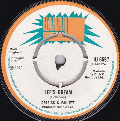 7-Zoll Schallplatte DERRICK & PAULETTE - Lee's Dream HJ6697 Harry J Records 1974 UK Reggae, Ska & Dub Gebraucht