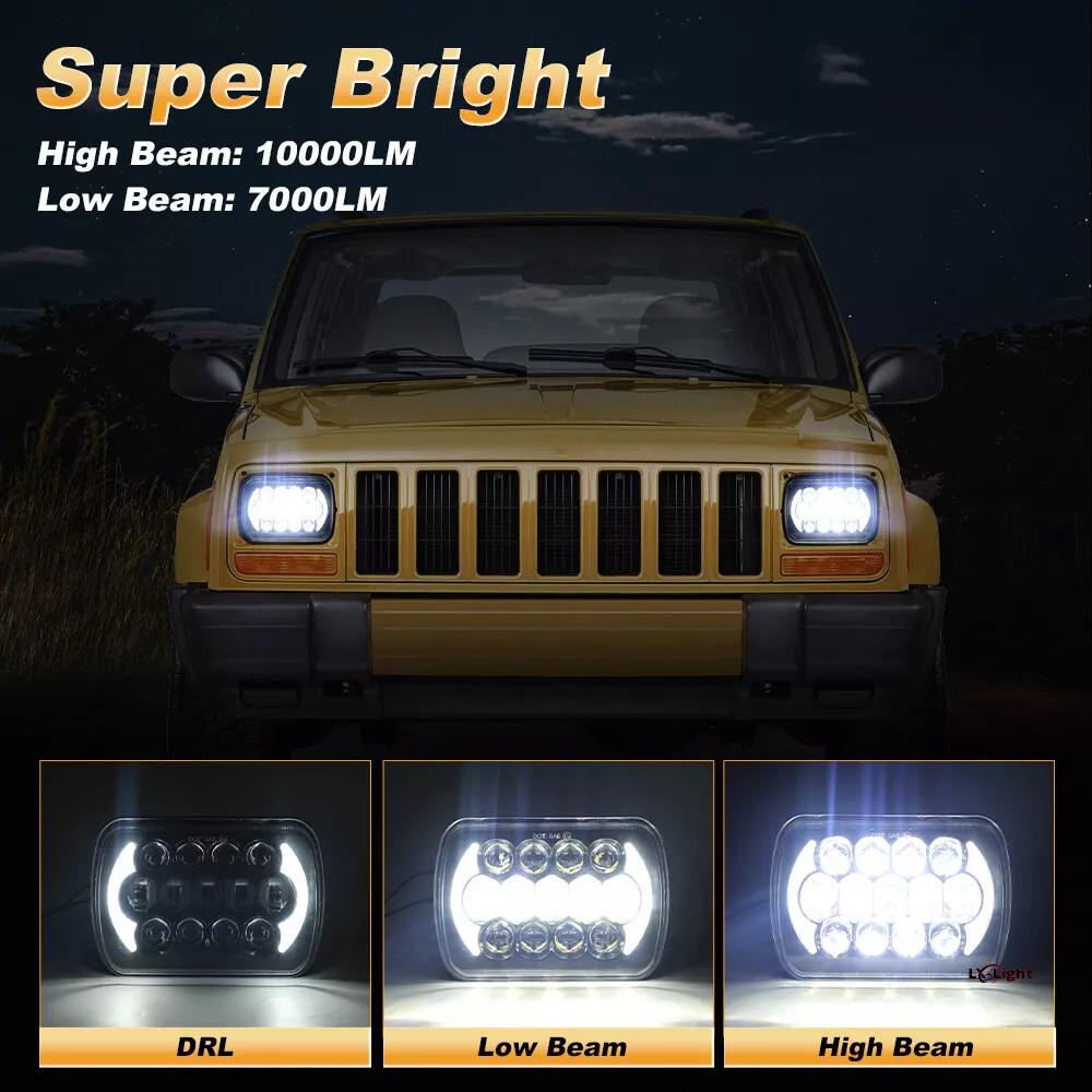 105W High Power IP67 Waterproof High Low Beam Square Car LED Headlight for 5x7 6x7 Inch Vehicles