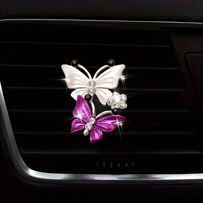 Car Air Conditioning Outlet Perfume Decoration Clip Dual-color Double Butterfly Car Interior Air Purification Decoration Clip