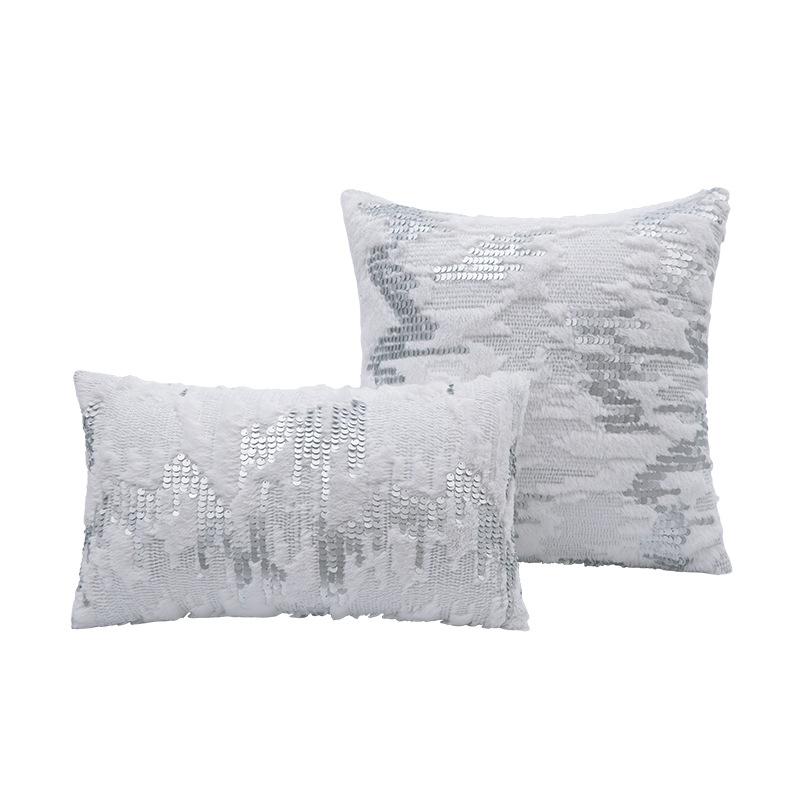 PV Velvet Sequin Embroidered Pillowcase French Light Luxury Metropolitan Pillow Home Living Room Sofa Decoration Pillow Waist Pillow Case